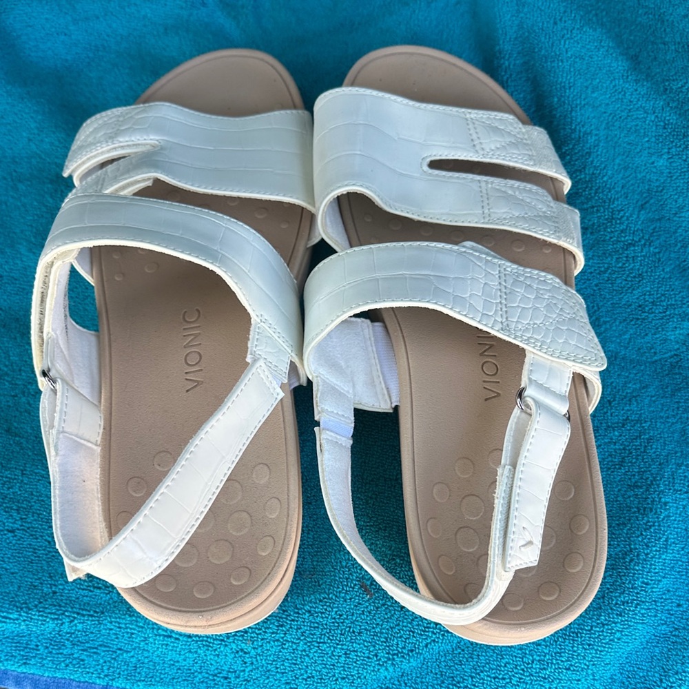 Vionic White Adjustable Triple-Strap Comfort Sand… - image 1